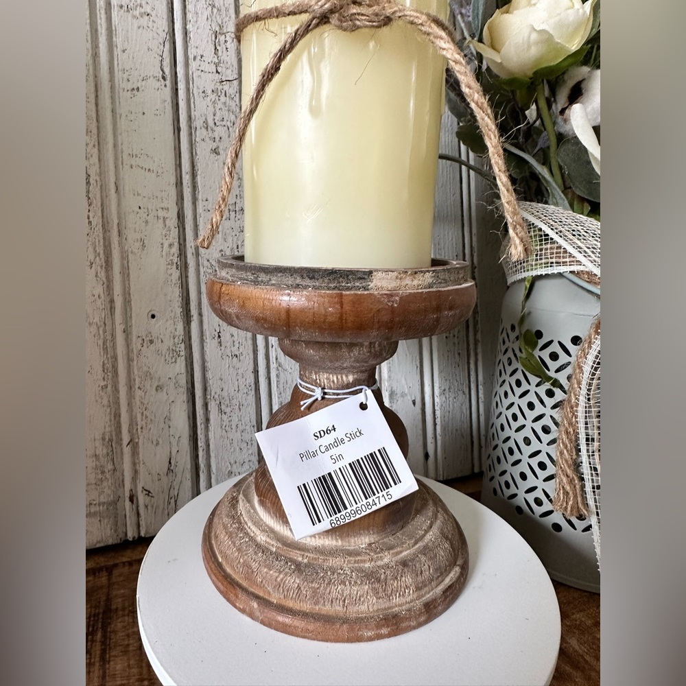 Rustic Wood Pillar Candle Stick - Picture 5 of 5